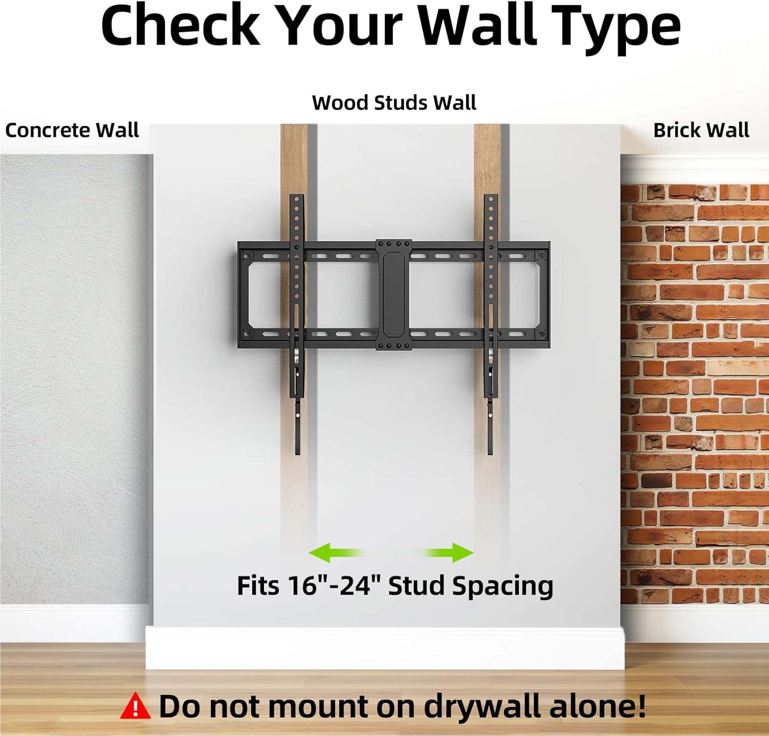 USX MOUNT TV Wall Mount,Low Profile TV Mount for Most 42-95 Inch Flat Screen Televisions,Max VESA 600x400mm Fixed Wall Mount Bracket Holds up to 132 lbs,Fits 16/18/24 Studs